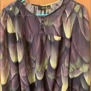 A.N.A SHEAR FEATHER PATTERN BLOUSE